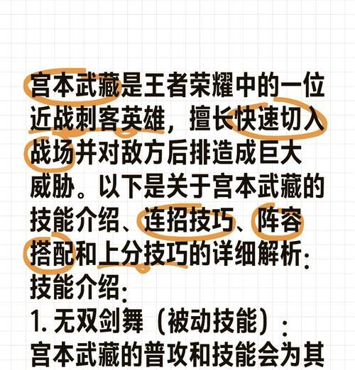 新版武藏出装打法攻略（新版武藏出装攻略，了解如何搭配合适的装备以提升战斗力）